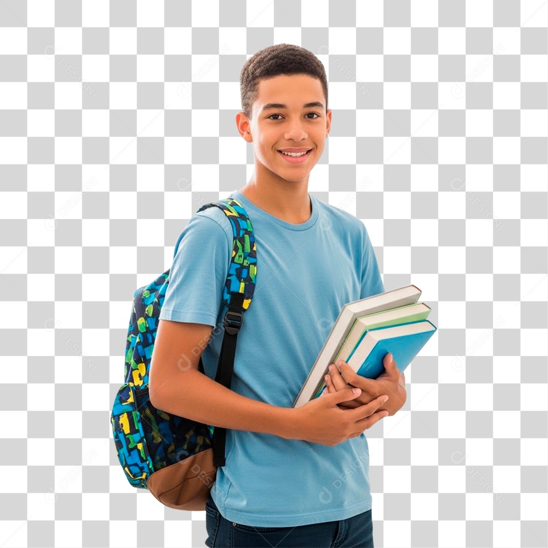 Jovem Segurando Livros PNG Transparente