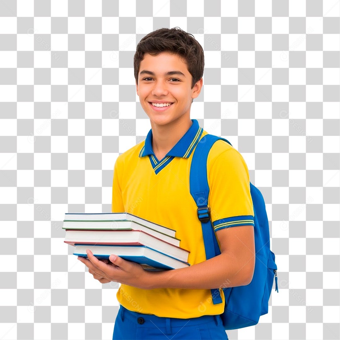 Jovem Segurando Livros PNG Transparente