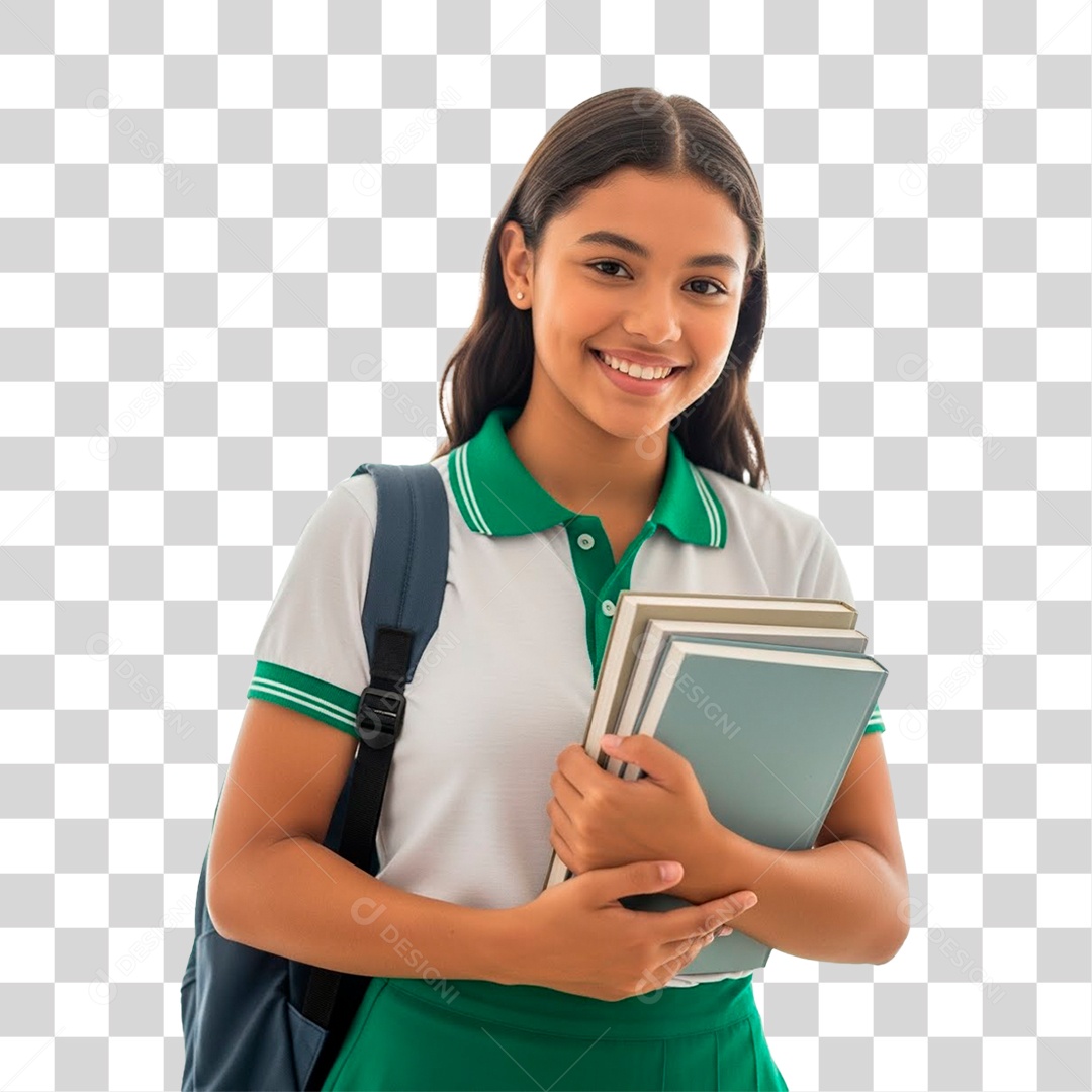 Jovem Garota Segurando Livros PNG Transparente