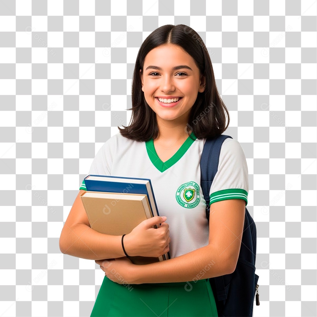 Jovem Garota Segurando Livros PNG Transparente