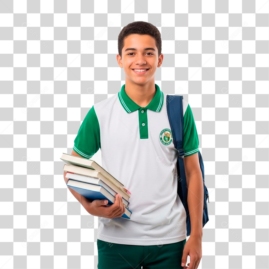 Jovem Segurando Livros PNG Transparente