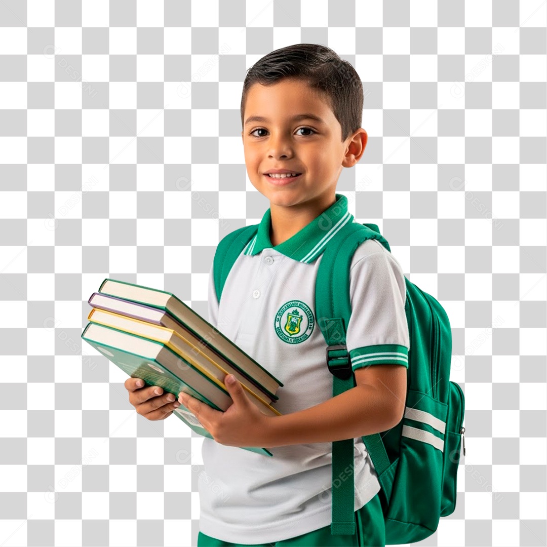 Menino Segurando Livros PNG Transparente