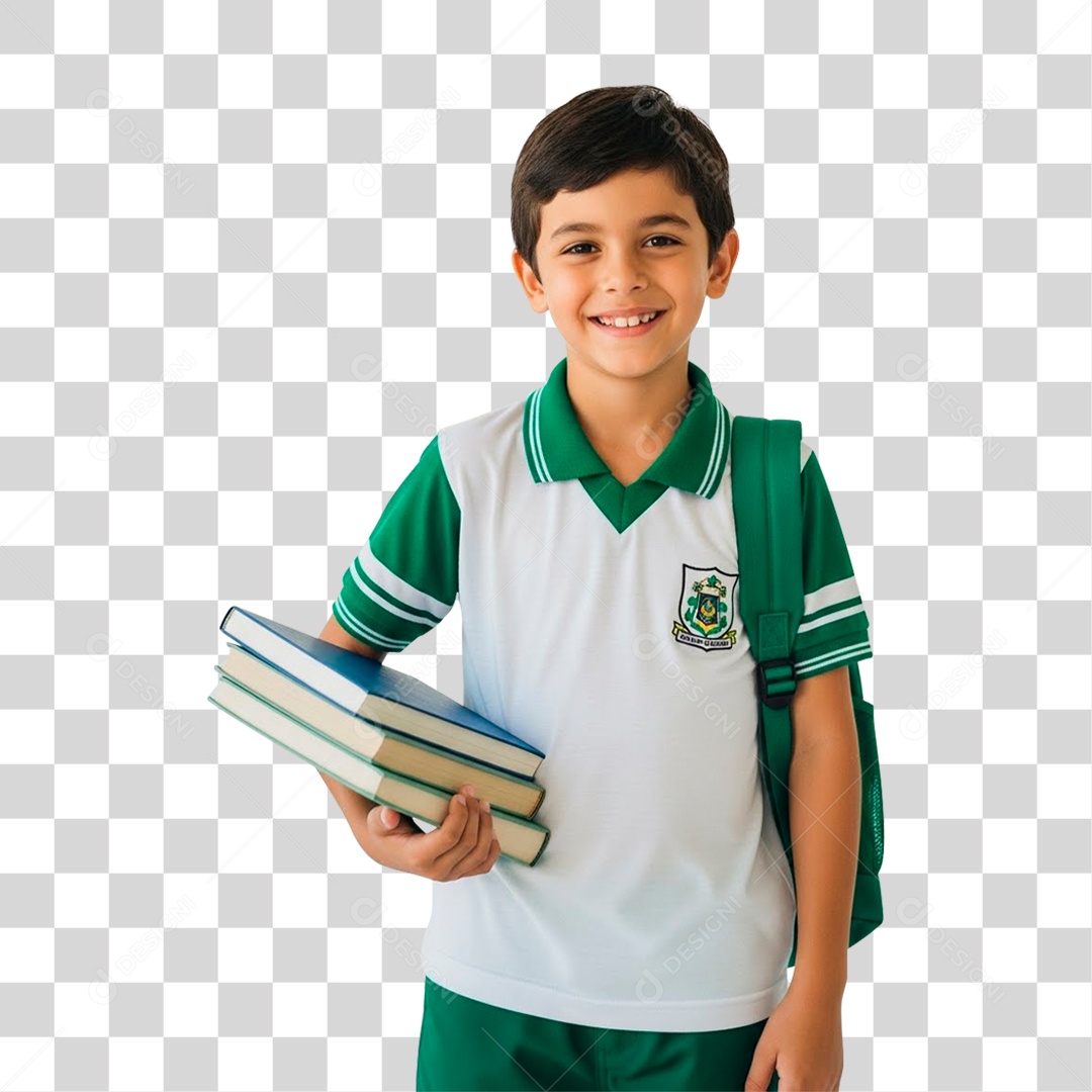 Menino Segurando Livros PNG Transparente