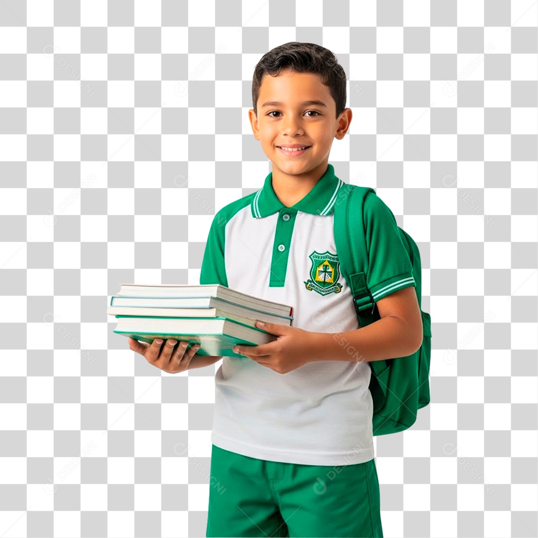 Menino Segurando Livros PNG Transparente