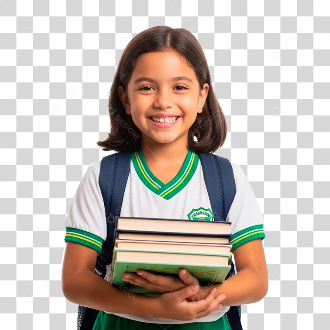 Menina Segurando Livros PNG Transparente