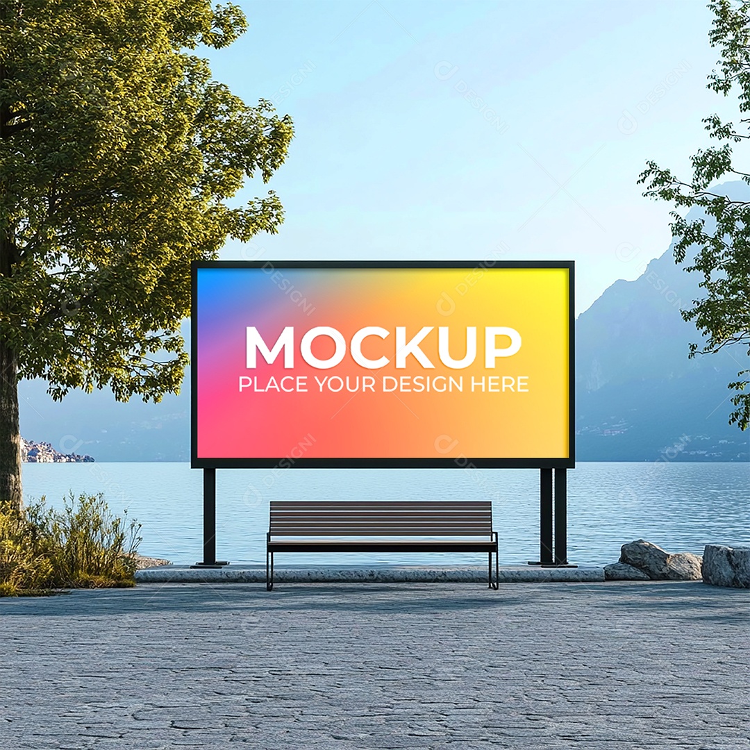 Mockup Painel Publicitário PSD Editável