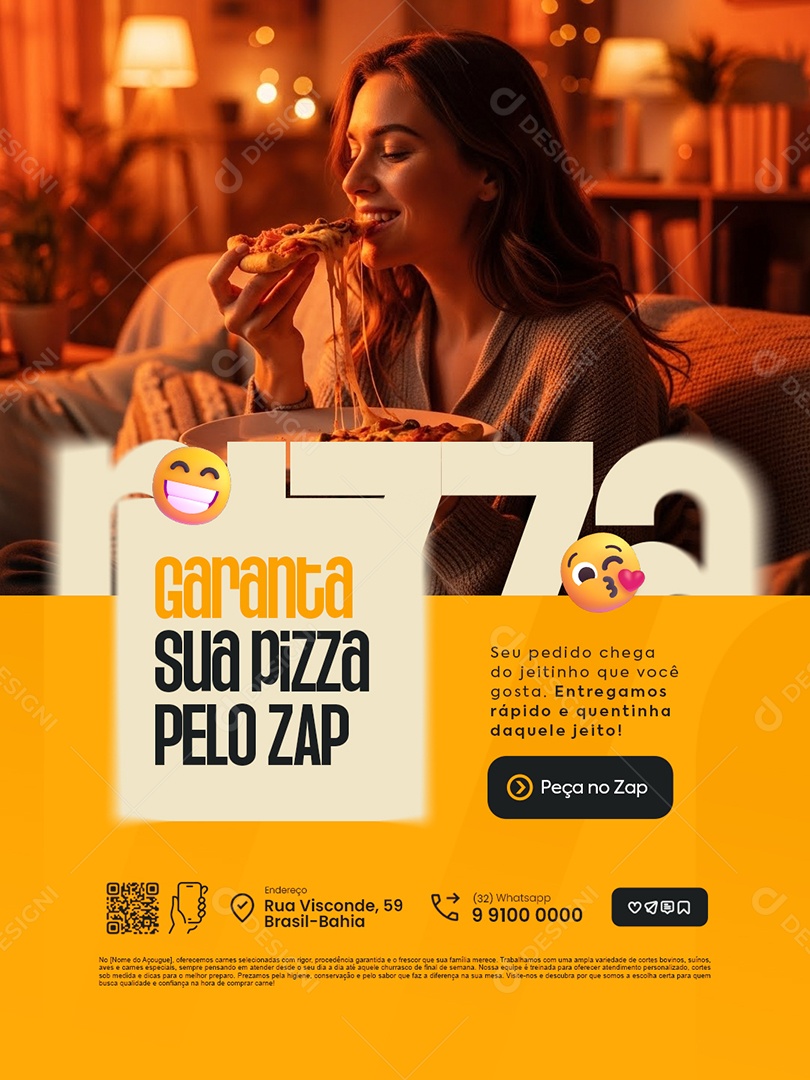 Pizzaria Garanta Sua Pizza Pelo Zap Social Media PSD Editável