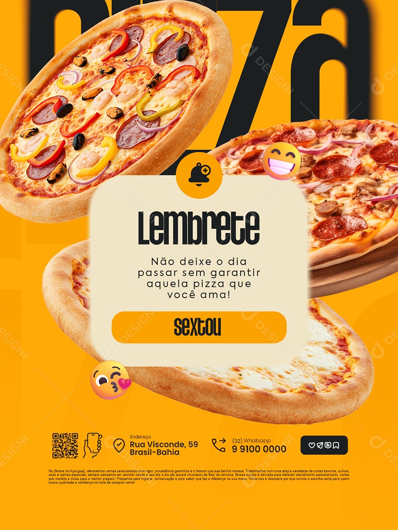 Pizzaria Lembrete Sextou Social Media PSD Editável