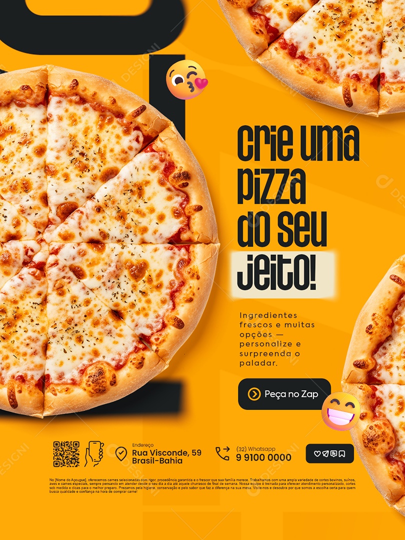 Pizzaria Crie Uma Pizza do Seu Jeito Social Media PSD Editável