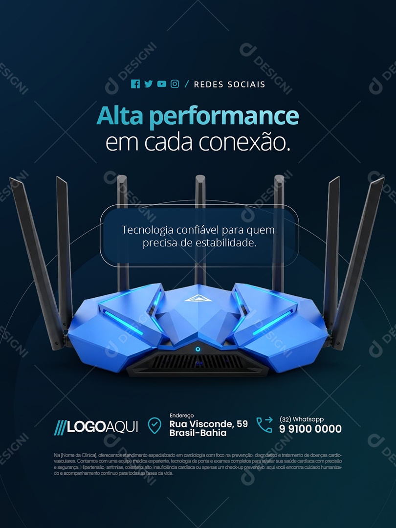 Telecom Alta Perfomance em Cada Conexão Social Media PSD Editável