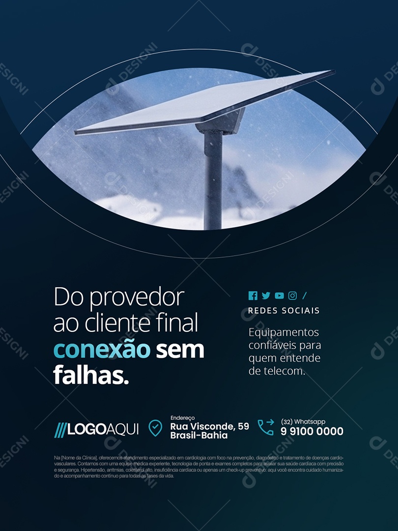 Telecom Do Provedor ao Cliente Final Conexão Sem Falhas Social Media PSD Editável