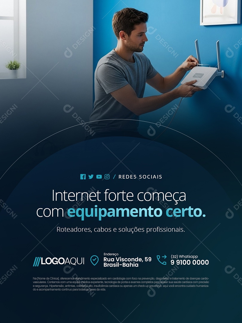 Telecom Internet Forte Começa com Equipamento Certo Social Media PSD Editável