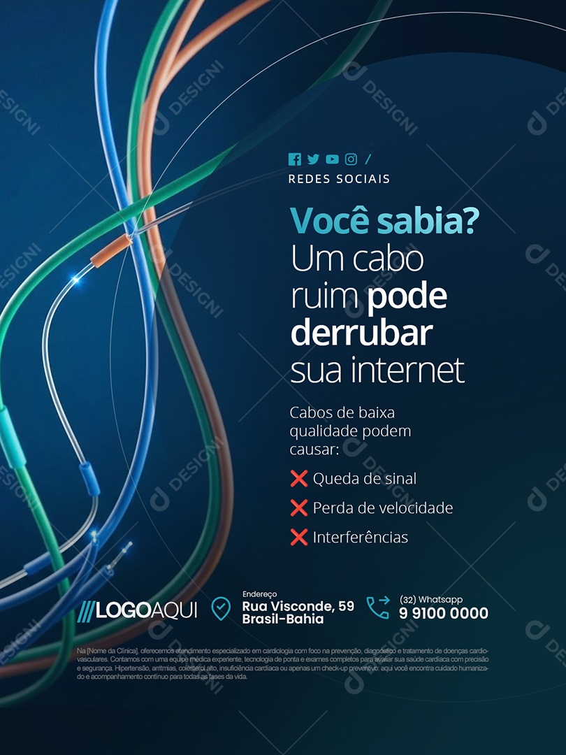 Telecom Você Sabia Um Cabo Ruim Pode Derrubar Sua Internet Social Media PSD Editável