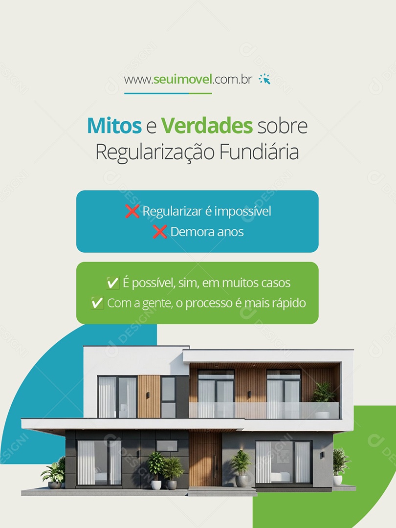 Regularização Imóvel Mitos e Verdades Sobre Regularização Fundiária Social Media PSD Editável
