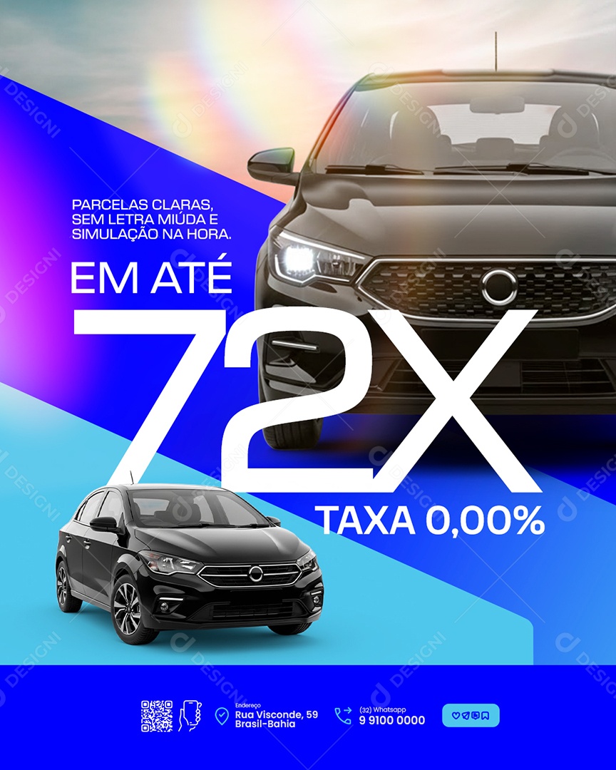 Concessionária Parcelas Claras Sem Letra Miuda Social Media PSD Editável