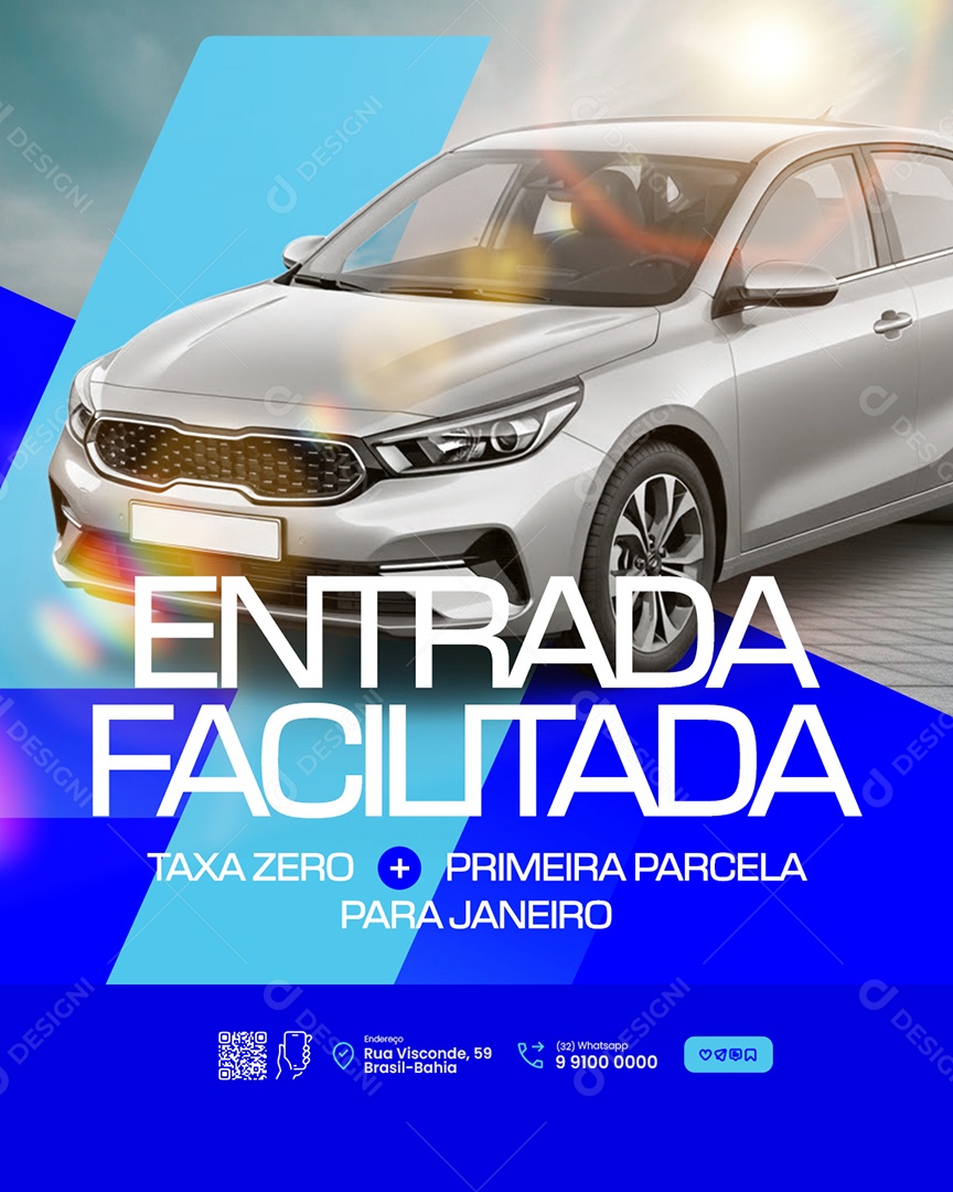 Concessionária Entrada Facilitada Taxa Zero Social Media PSD Editável