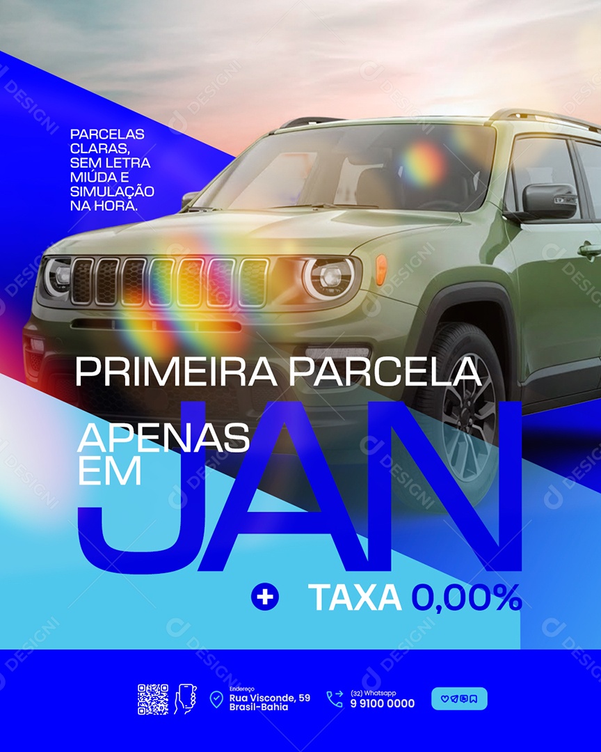 Concessionária Primeira Parcela Apenas em Janeiro Social Media PSD Editável