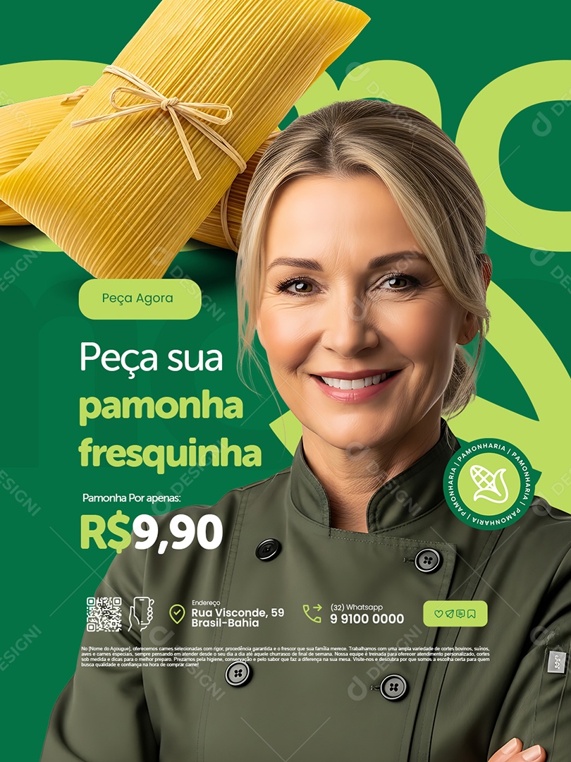 Pamonharia Peça Sua Pamonha Fresquinha Social Media PSD Editável