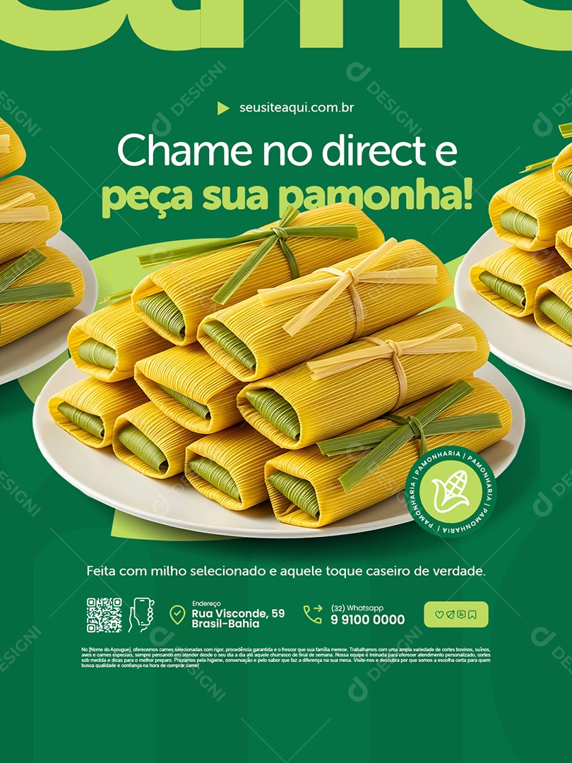 Pamonharia Chame no Direct e Peça Sua Pamonha Social Media PSD Editável