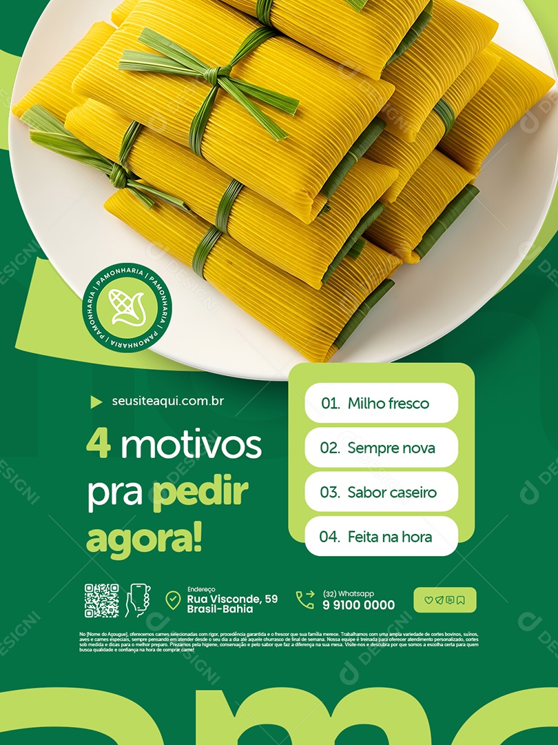 Pamonharia Quatro Motivos Pra Pedir Agora Social Media PSD Editável