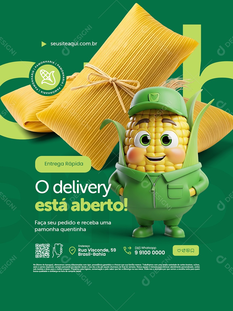 Pamonharia Entrega Rápida Social Media PSD Editável