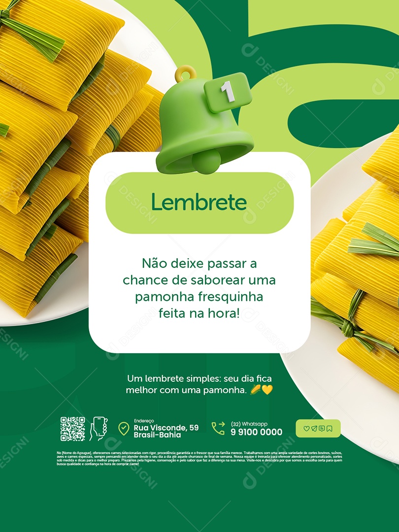 Pamonharia Lembrete Não Deixe Passar a Chance Social Media PSD Editável