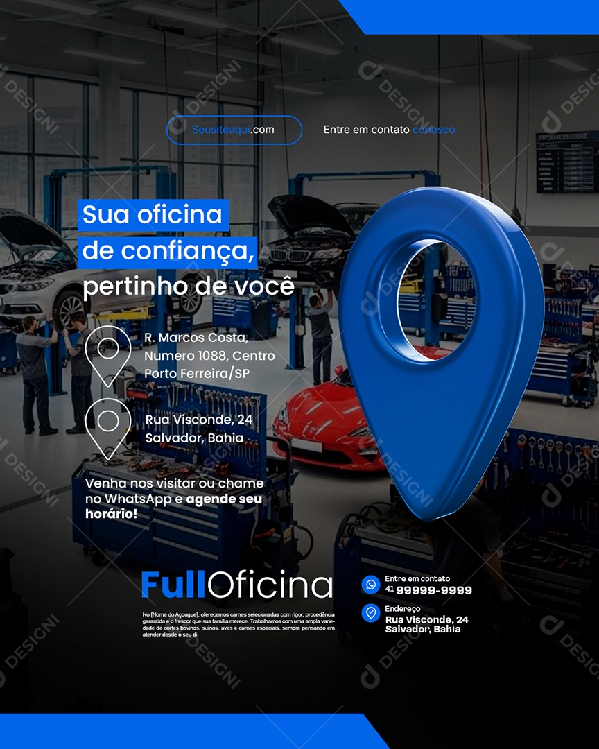 Sua Oficina de Confiança Pertinho de Você Social Media PSD Editável