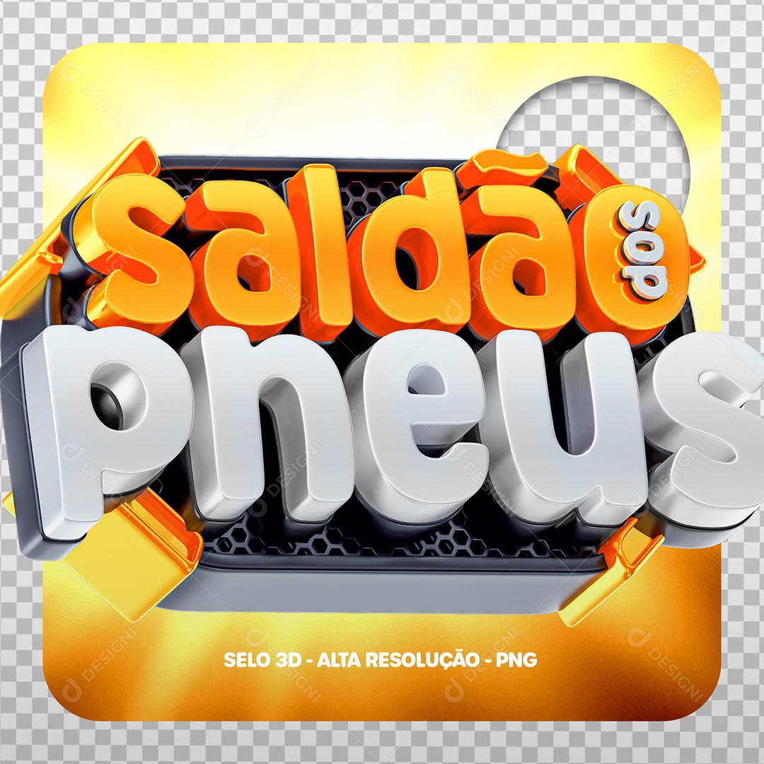 Saldão dos Pneus Selo 3D para Composição PSD