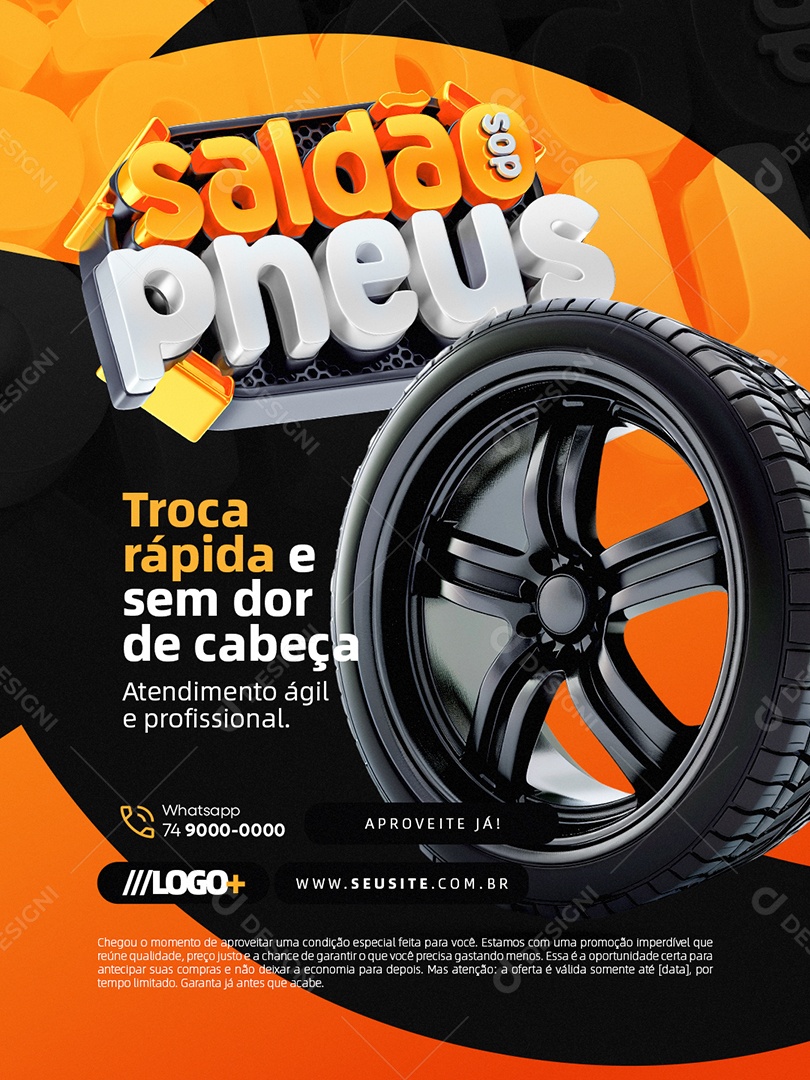 Saldão dos Pneus Troca Rápida e Sem Dor de Cabeça Social Media PSD Editável