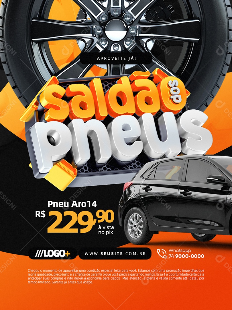 Saldão dos Pneus Pneu Aro 14 Social Media PSD Editável