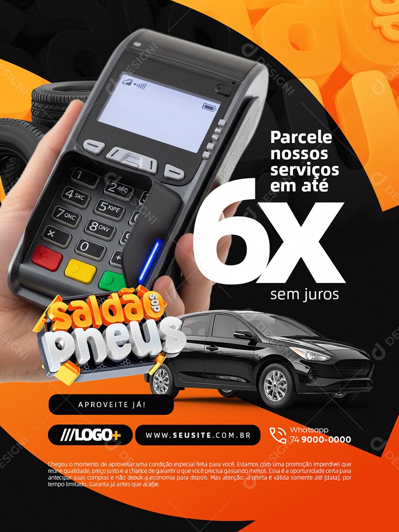 Saldão dos Pneus Parcele Nossos Serviços Social Media PSD Editável