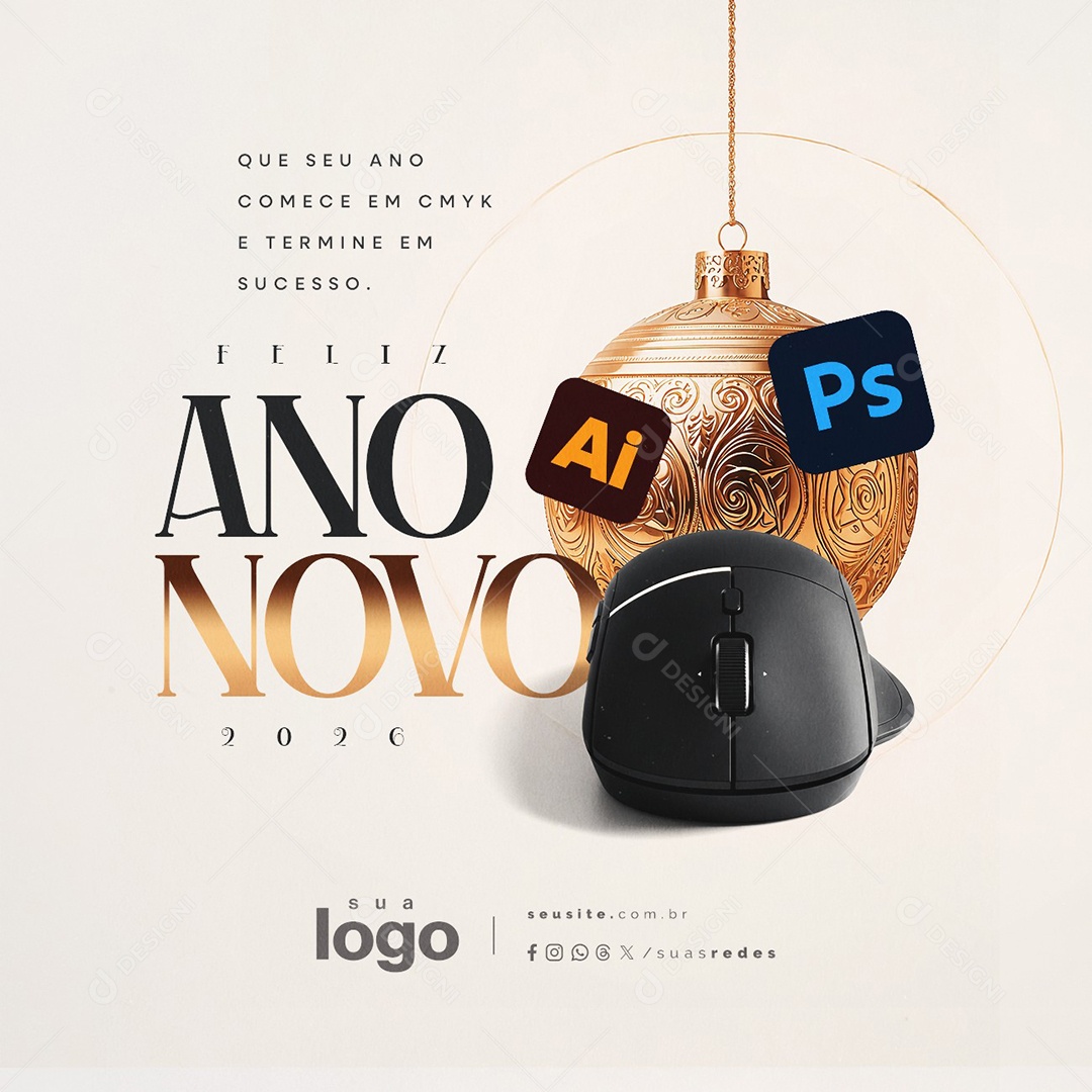 Feliz Ano Novo 01 de Janeiro Designer Gráfico Que Seu Ano Comece em Omyk Social Media PSD Editável