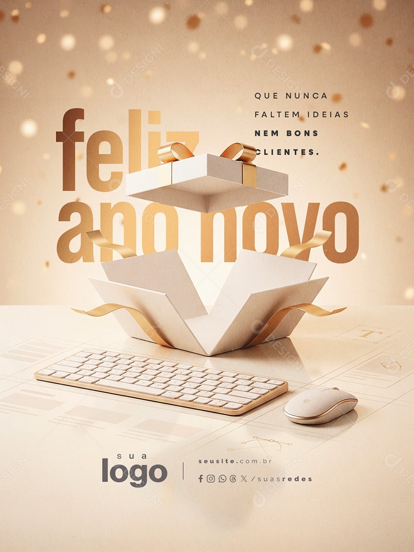 Feliz Ano Novo 01 de Janeiro Designer Gráfico Que Nunca Faltem Ideias Social Media PSD Editável