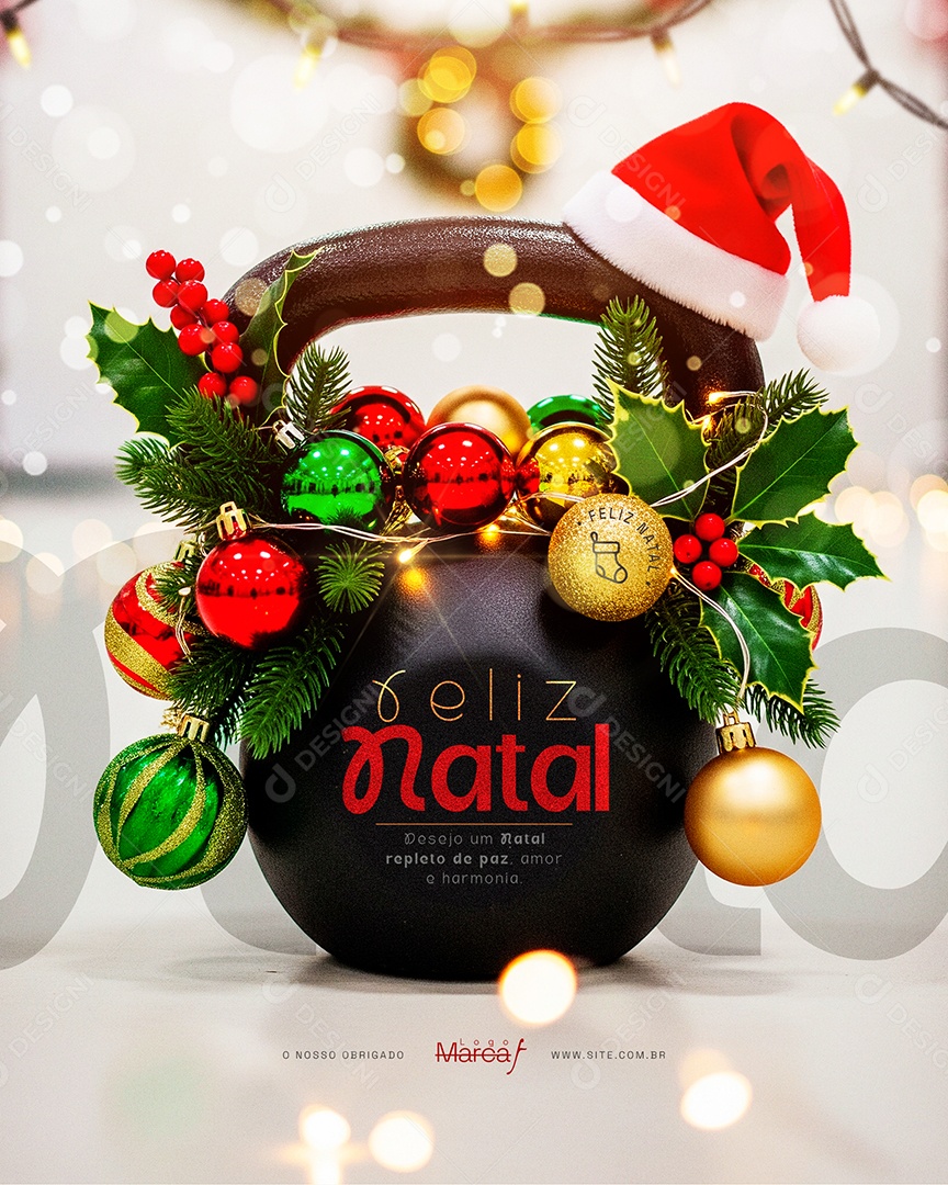 Feliz Natal 25 de Dezembro Feed Academia Social Media PSD Editável