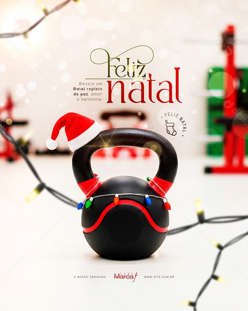 Feliz Natal 25 de Dezembro Feed Desejo um Natal Repleto de Paz Social Media PSD Editável