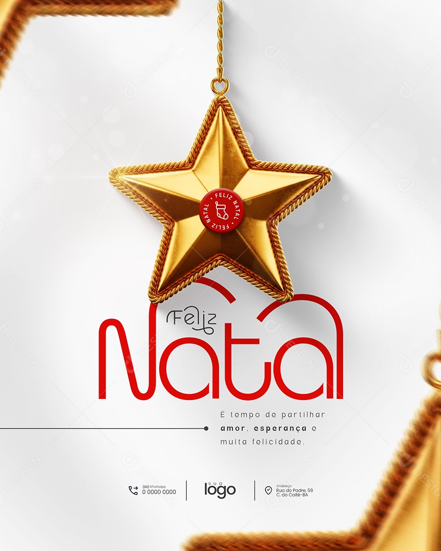 Feliz Natal 25 de Dezembro Feed é Tempo de Partilhar Social Media PSD Editável