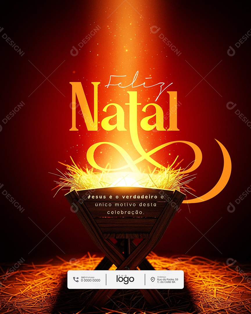 Feliz Natal 25 de Dezembro Feed Jesus é o Verdadeiro Social Media PSD Editável