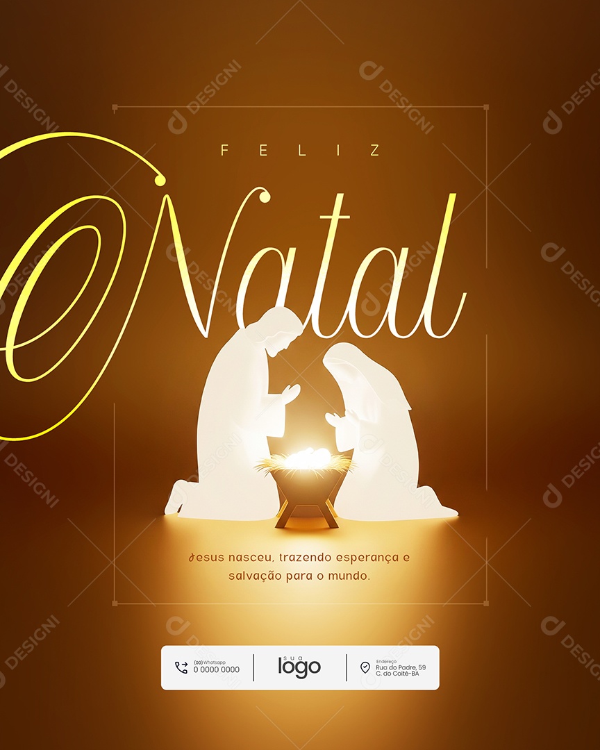 Feliz Natal 25 de Dezembro Feed Jesus Nasceu Social Media PSD Editável