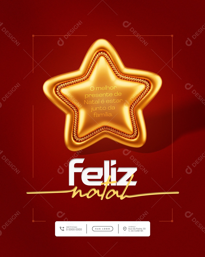 Feliz Natal 25 de Dezembro Feed Junto Família Social Media PSD Editável