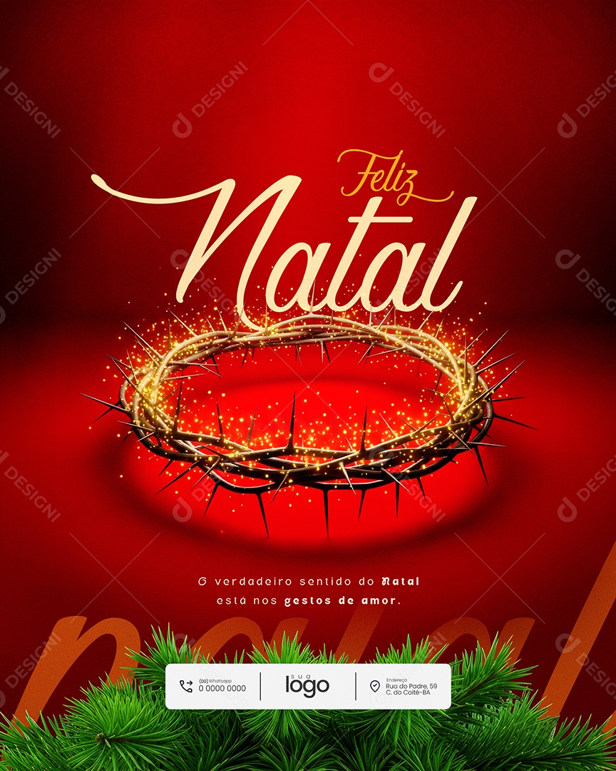 Feliz Natal 25 de Dezembro Feed o Verdadeiro Sentido Social Media PSD Editável