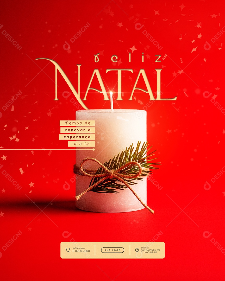 Feliz Natal 25 de Dezembro Feed Tempo de Renovar a Esperança Social Media PSD Editável