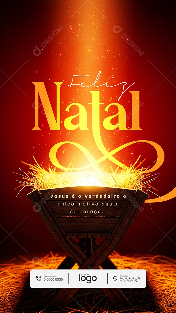 Feliz Natal 25 de Dezembro Story Jesus é o Verdadeiro Social Media PSD Editável