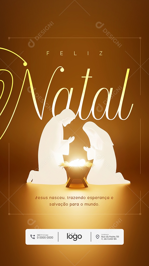 Feliz Natal 25 de Dezembro Story Jesus Nasceu Social Media PSD Editável