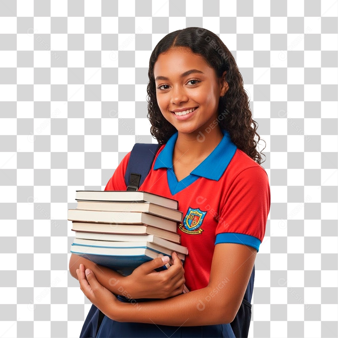 Jovem Garota Segurando Livros PNG Transparente