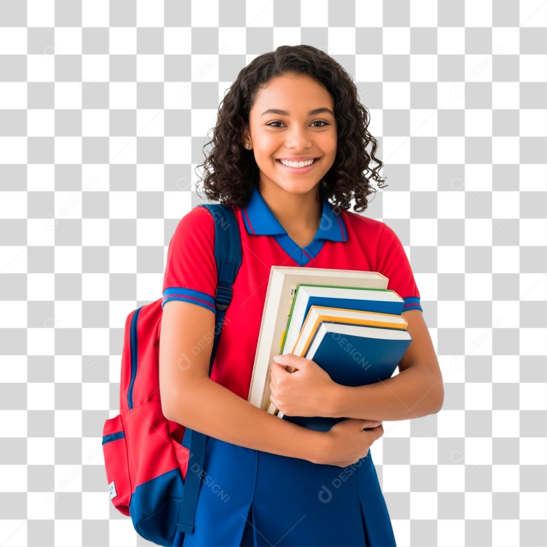 Jovem Garota Segurando Livros PNG Transparente