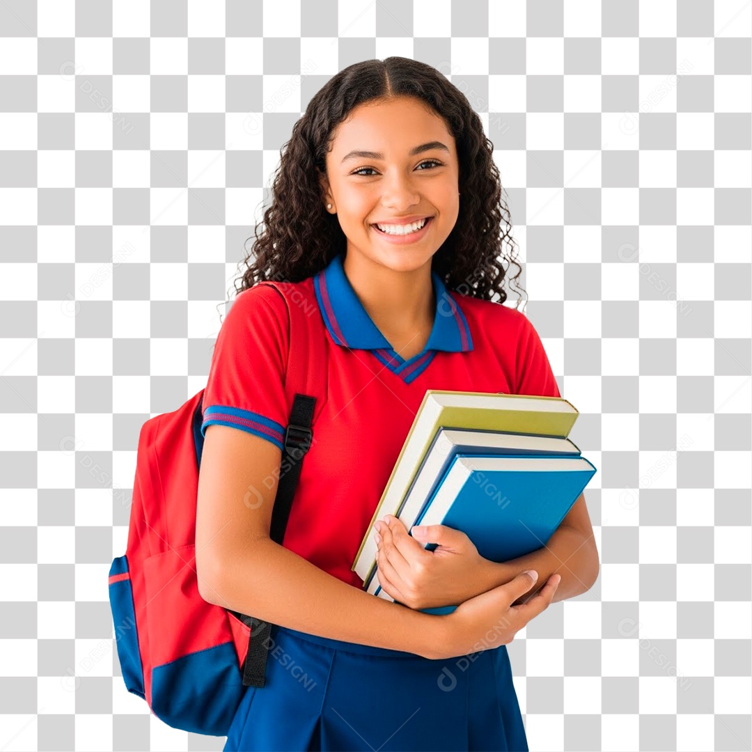 Jovem Garota Segurando Livros PNG Transparente