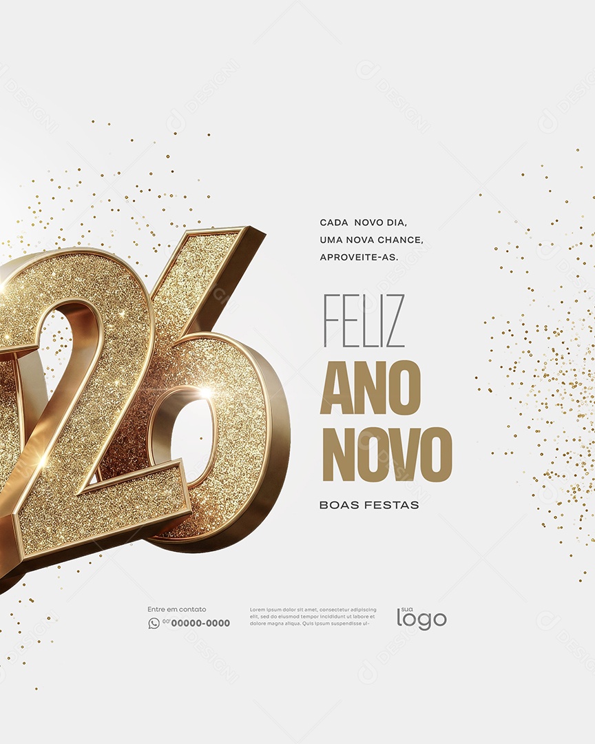 Feliz Ano Novo 2026 Réveillon Social Media PSD Editável