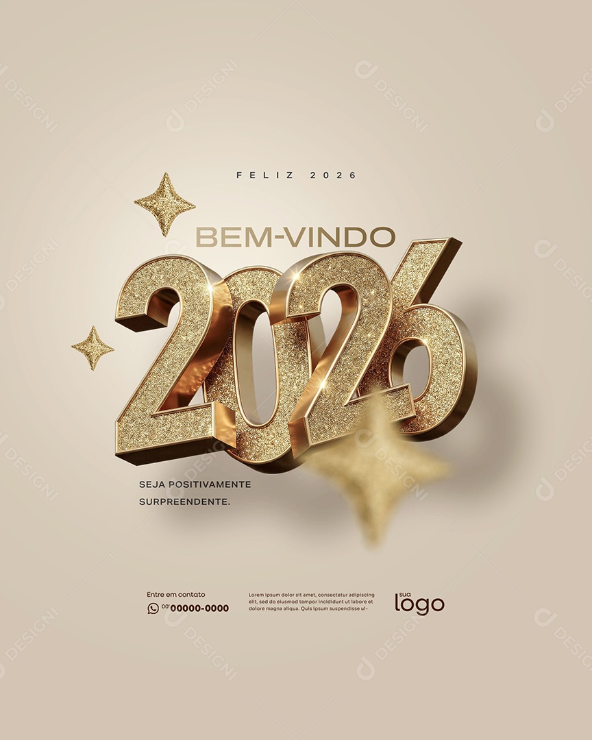Feliz Ano Novo 2026 Réveillon Social Media PSD Editável