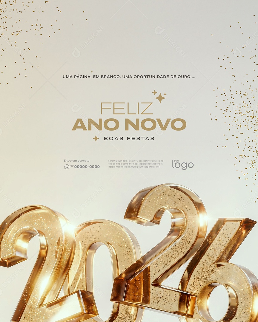Feliz Ano Novo 2026 Réveillon Social Media PSD Editável