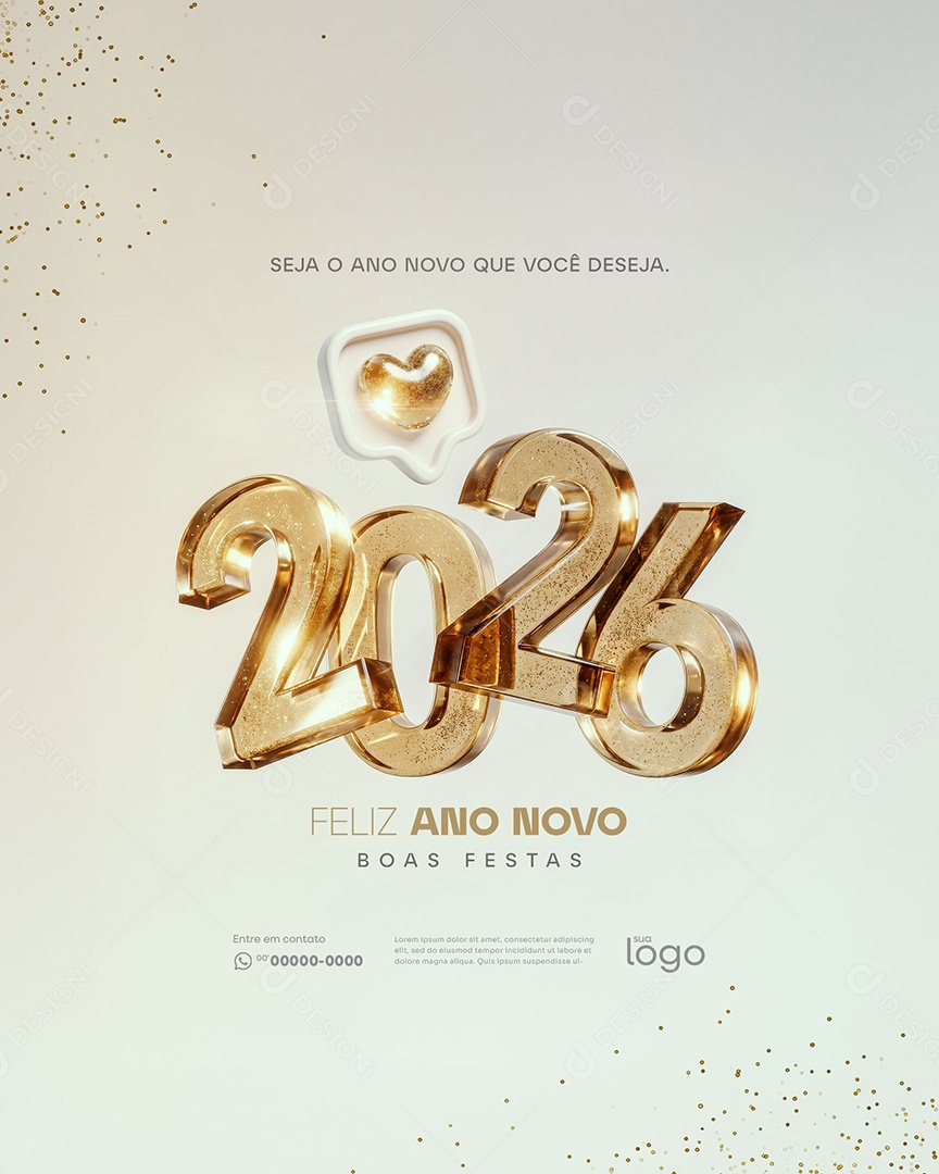 Feliz Ano Novo 2026 Réveillon Social Media PSD Editável